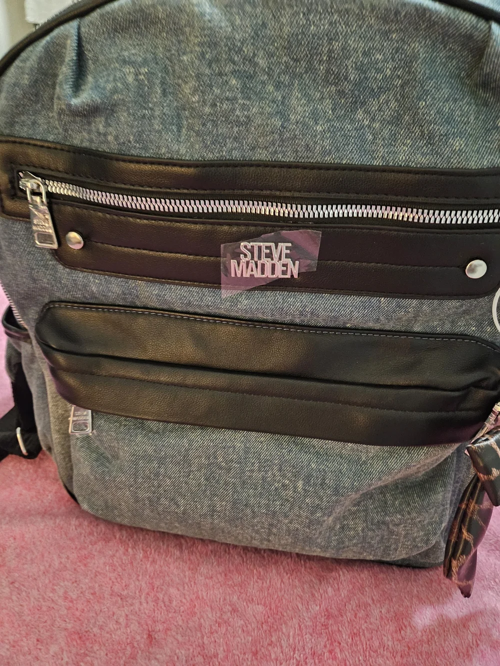 Steve Madden Denim and Black  Backpack LARGE
